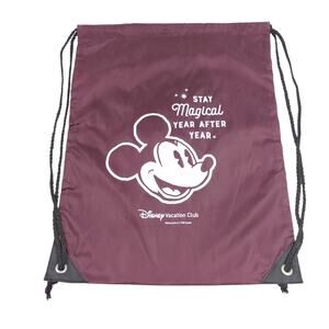 Disney Vacation Club Mickey Mouse Drawstring Cinch Bag Backpack Burgundy 13x17